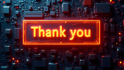 Thank You text glowing on technology computer