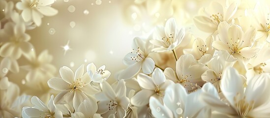 Wall Mural - White flowers create an abstract spring backdrop perfect for an Easter themed copy space image