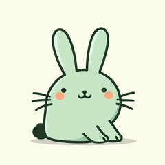 Wall Mural - Cute Green Bunny Vector Illustration Playful Art