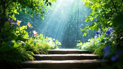 Poster - Serene Pathway Through Lush Forest