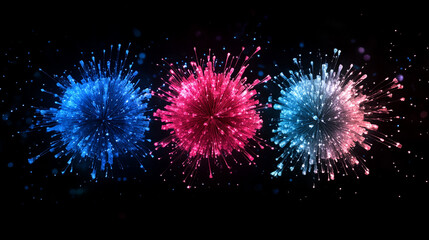 Shiny colorful fireworks explosions.