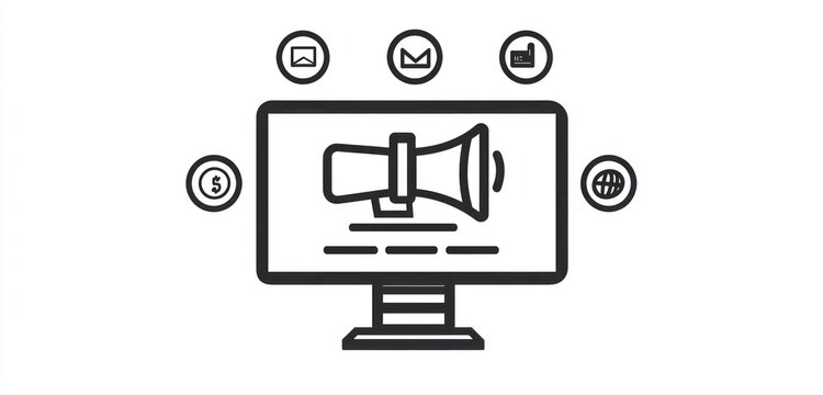 Sleek paid promotion icon, outline style for clear advertising representation.