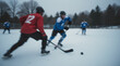 © Dmytriy - A dynamic moment of a hockey match on an outdoor ice rink
