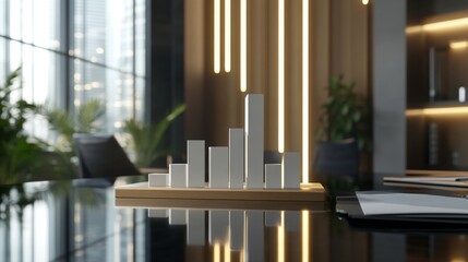 Poster - Modern Office Bar Graph on Glass Table