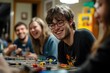© Neuropixel - Group of friends playing board games indoors
