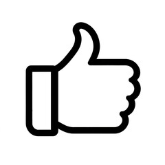 Aufkleber - Thumb up line vector icon isolated on transparent background. Outline Like sign png