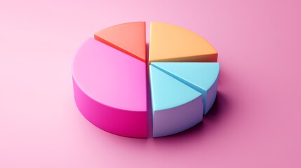 Poster - colorful pie chart on pink background
