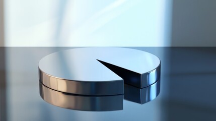 Poster - Shiny Metallic Pie Chart on Reflective Surface