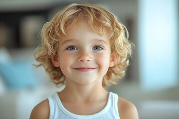 portrait of an white little boy with a smile