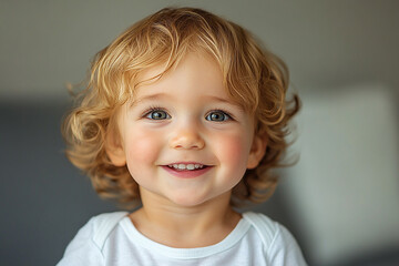 portrait of an white little boy with a smile