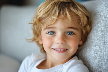 portrait of an white little boy with a smile