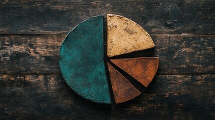Poster - abstract pie chart in earthy tones on wooden background