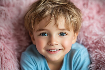 portrait of an white little boy with a smile