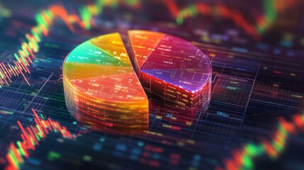Poster - Colorful Pie Chart on Financial Data Background