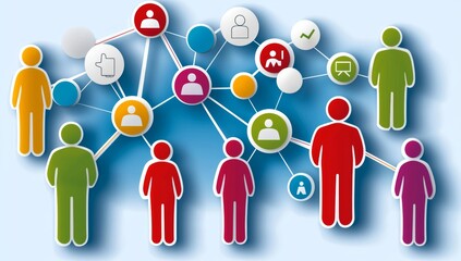 Poster - Abstract social network concept with glowing connections and people icons