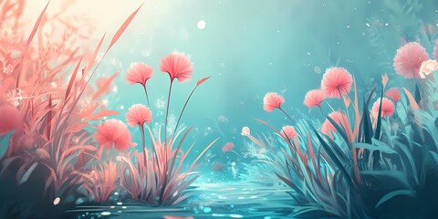 decoration of flower in underwater ocean, for presentation