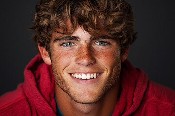 Portrait of smiling white cute teenage boy