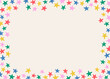 © Мария Кривецкая - Abstract horizontal frame of bright multicolored stars, confetti on light background, flat style, hand drawn illustration, copy space
