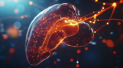 Poster - 3D Rendering of a Glowing Human Liver Model