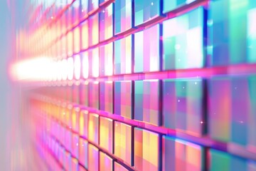Aufkleber - Colorful cubes creating a futuristic tunnel with bright light effects