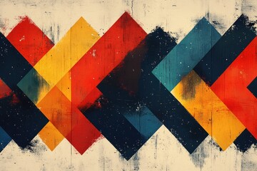 Aufkleber - Colorful intertwined rhombuses forming geometric pattern on grunge background