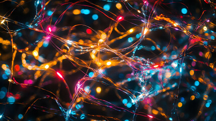 Poster - Bright blue laser lights create a glowing, futuristic backdrop with dynamic patterns and textures, blending energy and motion in a captivating design