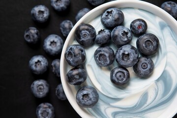 a healthy fresh blueberry yogurt