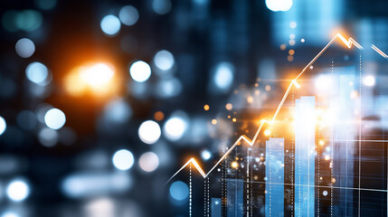 Poster - A vivid depiction of financial growth with upward arrows and bright graphs on a vibrant background