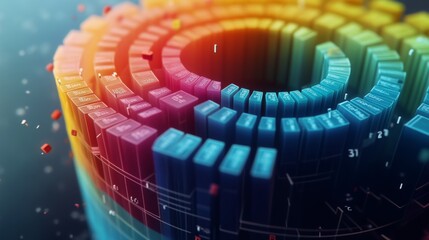 Poster - colorful 3d data visualization with circles and bars