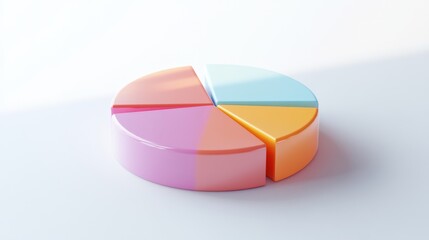 Aufkleber - Colorful 3D Pie Chart on a Bright Background