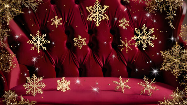 Festive red Christmas background with stars and snowflakes, perfect for holiday greetings and winter celebrations