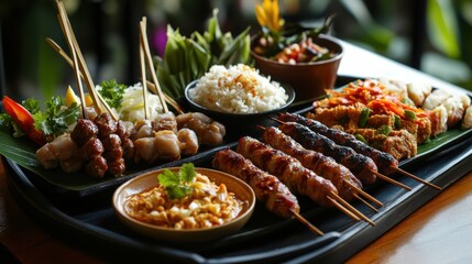 A beautifully arranged platter showcasing Thai dishes from all four regions