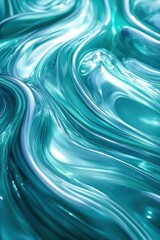Poster - Swirling gel texture creates a mesmerizing visual effect on a vibrant iridescent aqua background