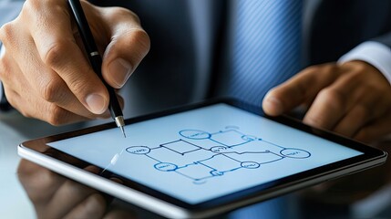 Poster - Hand Using Stylus to Draw a Diagram on a Tablet