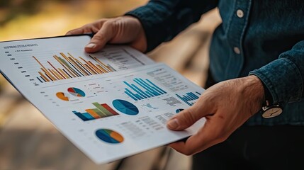 Poster - Hands Holding Charts with Various Data Points and Graphs