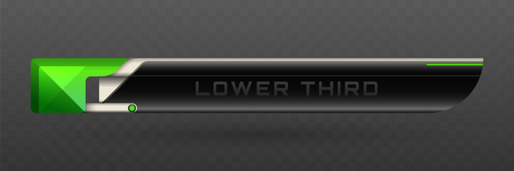 Wall Mural - Lower Third Banner in Metallic Black, Silver and Emerald Green Color Theme for Video Broadcast Presentation Titles