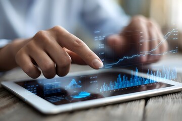 data interaction analyzing graphs on a digital tablet