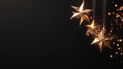 A black background with three gold stars on it. The stars are arranged in a way that they are not touching each other