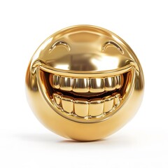 
smile emoji gold 3d, white background