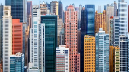  Vibrant City Skyline with Detailed Building Textures