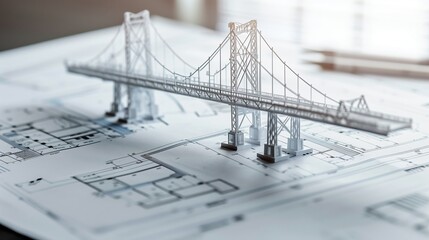 Poster - vision of architecture of a 3d model bridge project