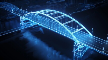 Poster - vision of architecture of a 3d model bridge project
