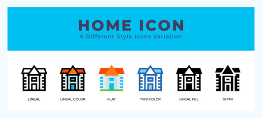 Aufkleber - Home icon set with different styles. Design elements for logo. Vector illustration.