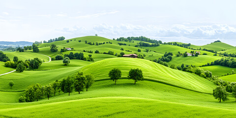 Panoramic green hills background