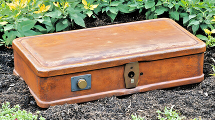 Rusty Wooden Box in Garden, outdoor, nature, green, brown, metal