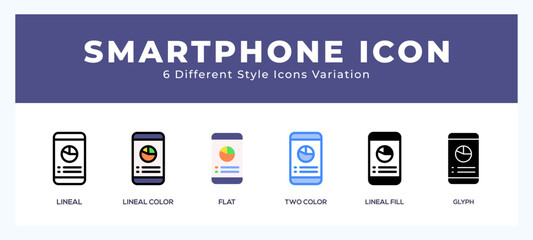 Aufkleber - Smartphone icon set with different styles. Design elements for logo. Vector illustration.