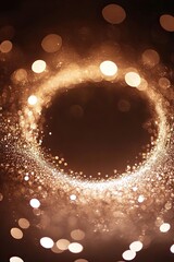 Poster - Light particles, sparkling and shimmering on empty brown background. Abstract. Wallpaper, background