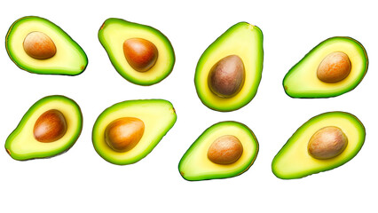 Wall Mural - Avocado Halve Floating Isolated on Transparent Background