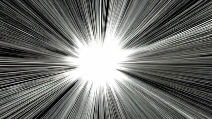 Wall Mural - a bright white light explodes from the center of the image, surrounded by black lines radiating outw