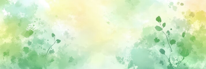 Poster - Watercolor Yellow and Green Spring Background Design